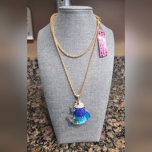 NEW W TAGS Betsey Johnson Coy Fish Pendant Necklace 30" Long W/ 3" Extender